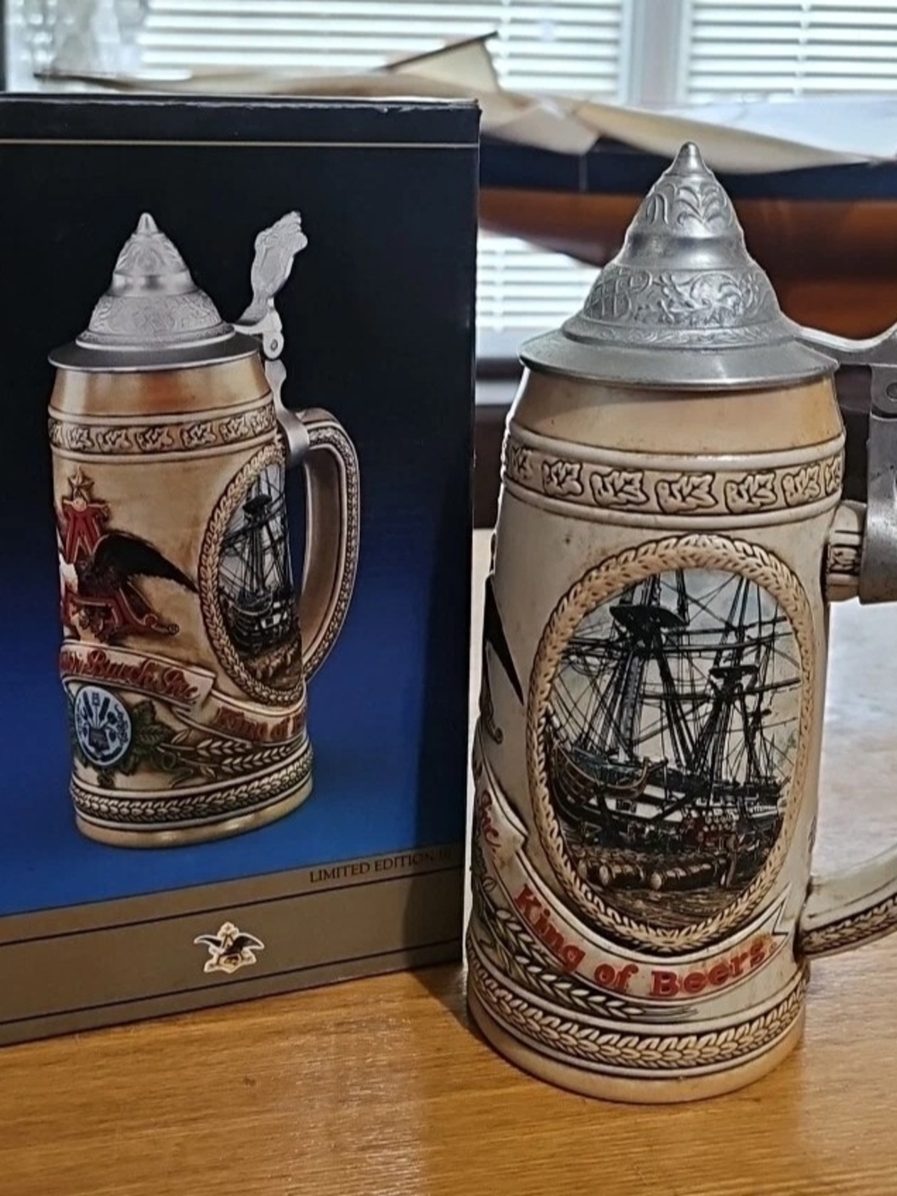 Vintage Budweiser H Series Stein Early Transportation Ceramarte Boxed